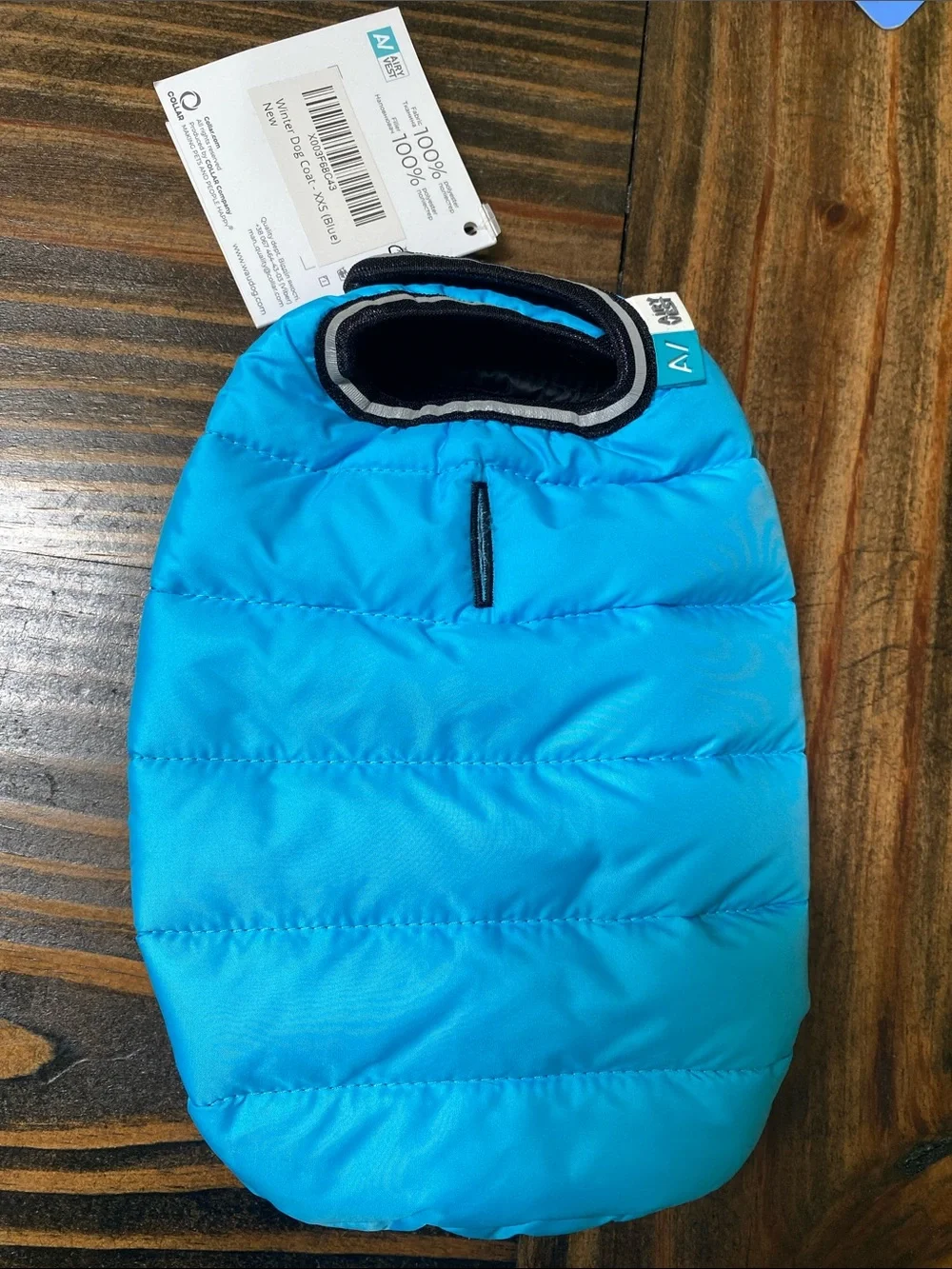 Aqua Blue Black Puffer Dog (or Cat) Coat - reversible NWT - size XXS